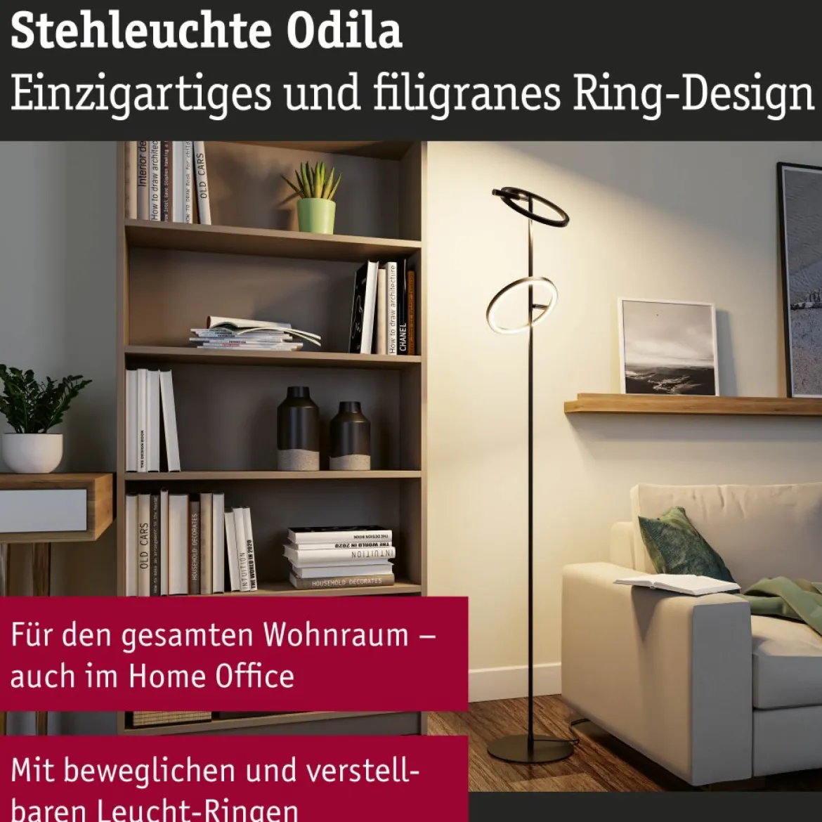 Paulmann 71279 LED Stehleuchte Odila Tunable White schwarz dimmbar