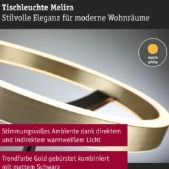 Paulmann 94925 LED Tischleuchte Melira 2700K Schwarz Gold dimmbar