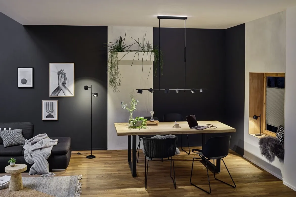 Paulmann 79777 LED Tischleuchte Puric Pane 40cm 2700K Schwarz dimmbar