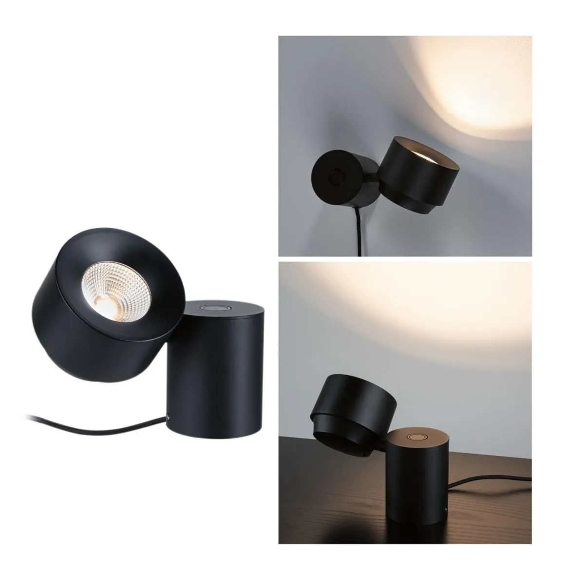 Paulmann 79776 LED Tischleuchte Puric Pane 2700K Schwarz dimmbar