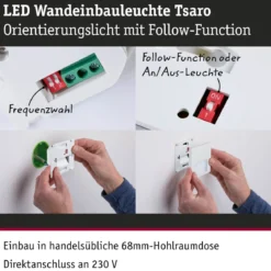 Paulmann 79999 LED Wandeinbauleuchte Tsaro eckig 80x36mm 2700K Weiß