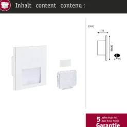 Paulmann 79999 LED Wandeinbauleuchte Tsaro eckig 80x36mm 2700K Weiß