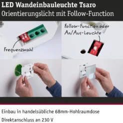 Paulmann 80000 LED Wandeinbauleuchte Tsaro eckig 80x36mm 2700K Chrom matt