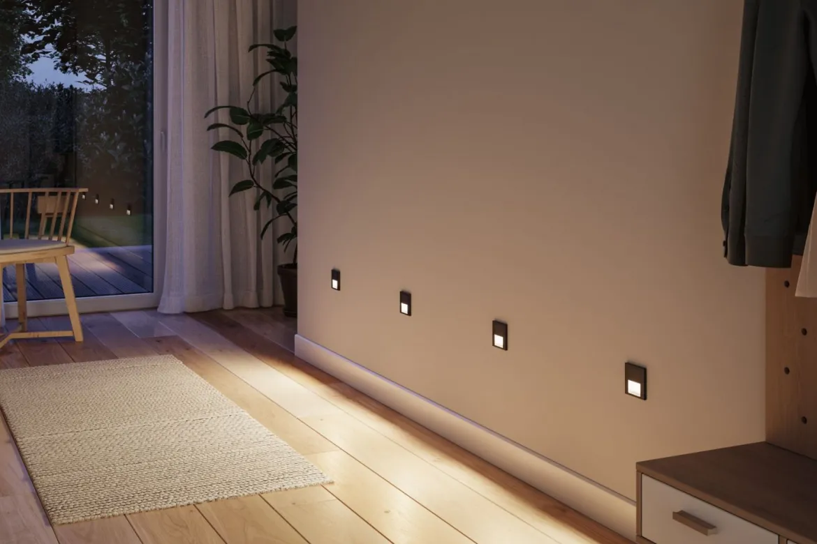 Paulmann 80001 LED Wandeinbauleuchte Tsaro eckig 80x36mm 2700K Schwarz