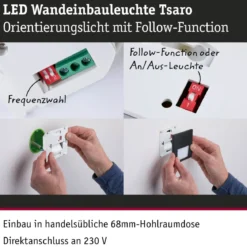 Paulmann 80001 LED Wandeinbauleuchte Tsaro eckig 80x36mm 2700K Schwarz