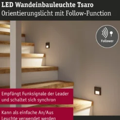 Paulmann 80001 LED Wandeinbauleuchte Tsaro eckig 80x36mm 2700K Schwarz