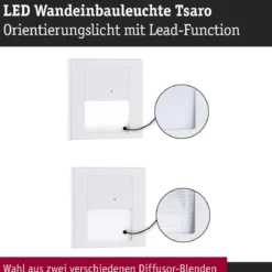 Paulmann 80002 LED Wandeinbauleuchte Tsaro Bewegungsmelder 80x36mm 2700K Weiß