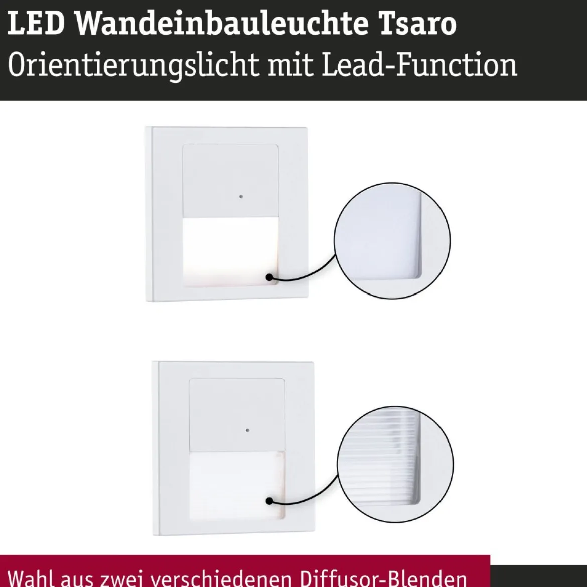 Paulmann 80002 LED Wandeinbauleuchte Tsaro Bewegungsmelder 80x36mm 2700K Weiß