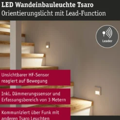 Paulmann 80003 LED Wandeinbauleuchte Tsaro eckig 80x36mm 2700K Chrom matt Sensor