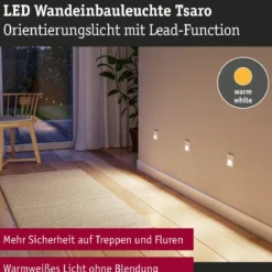 Paulmann 80003 LED Wandeinbauleuchte Tsaro eckig 80x36mm 2700K Chrom matt Sensor