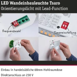 Paulmann 80003 LED Wandeinbauleuchte Tsaro eckig 80x36mm 2700K Chrom matt Sensor