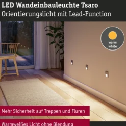 Paulmann 80004 LED Wandeinbauleuchte Tsaro Bewegungsmelder eckig 80x36mm 2700K Schwarz