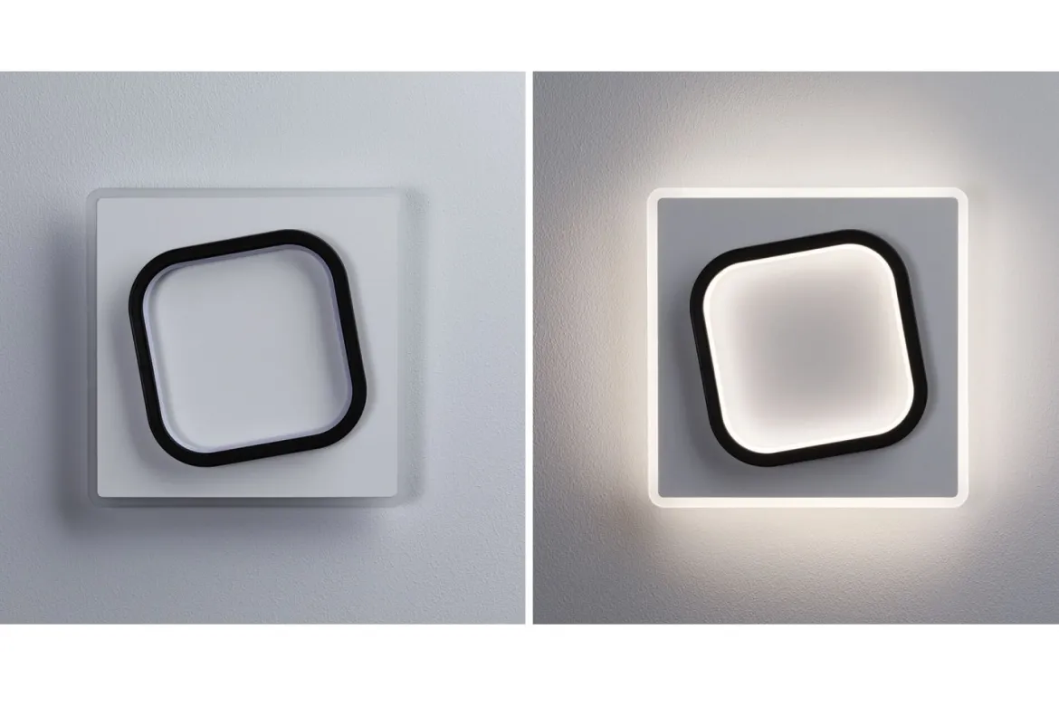 Paulmann 71164 LED Wandleuchte 2Form 24x24cm Weiß Schwarz 4000K