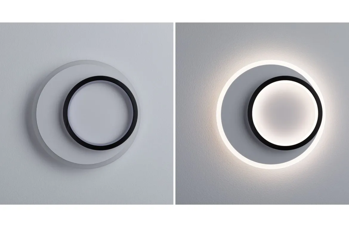 Paulmann 71165 LED Wandleuchte 2Form rund 24cm Weiß Schwarz 4000K