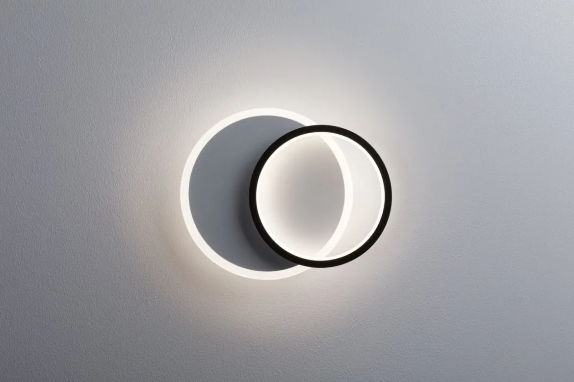 Paulmann 71166 LED Wandleuchte 2Form rund Weiß Schwarz 4000K 860lm