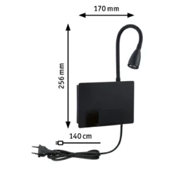 Paulmann 71101 LED Wandleuchte Halina USB C Schwarz matt 2700K