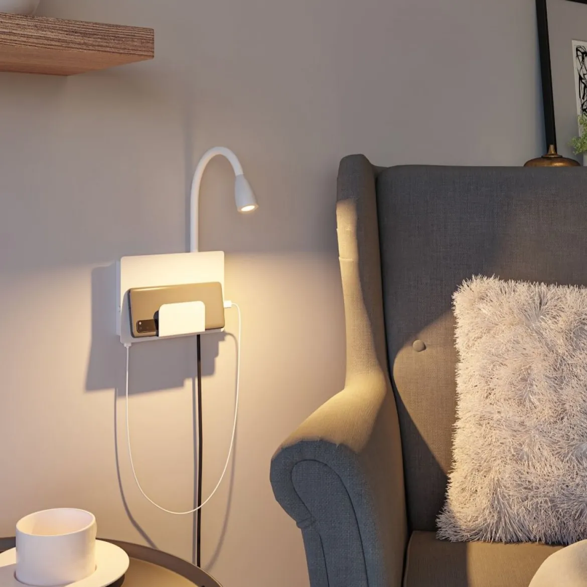 Paulmann 71100 LED Wandleuchte Halina USB C Weiss matt 2700K