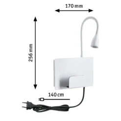 Paulmann 71100 LED Wandleuchte Halina USB C Weiss matt 2700K