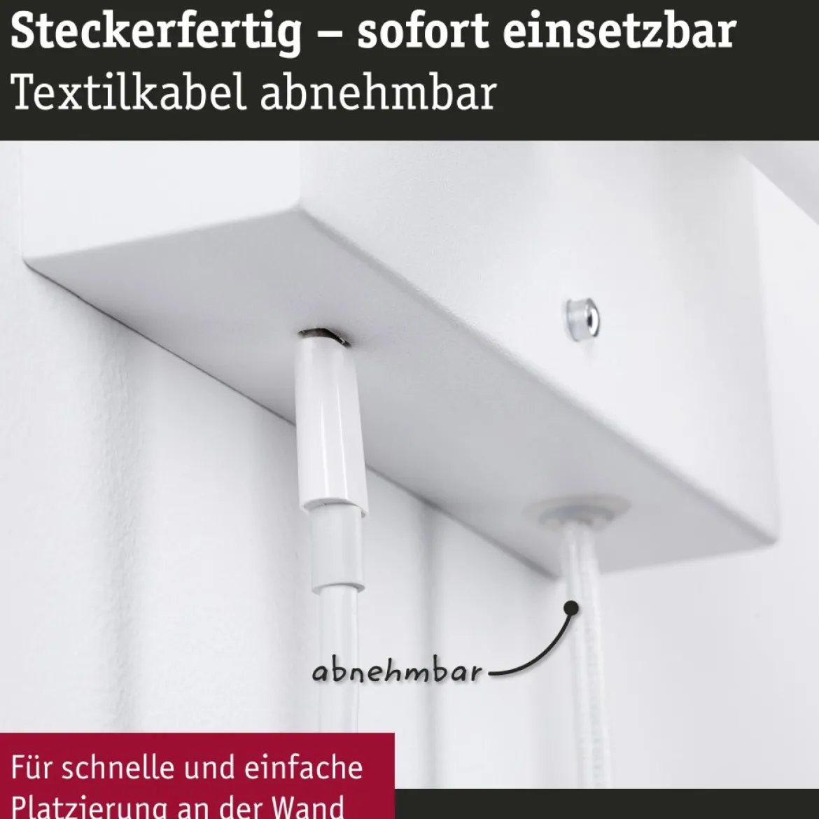 Paulmann 71106 LED Wandleuchte Jerik USB C 3000K 3-Step-Dim Weiß