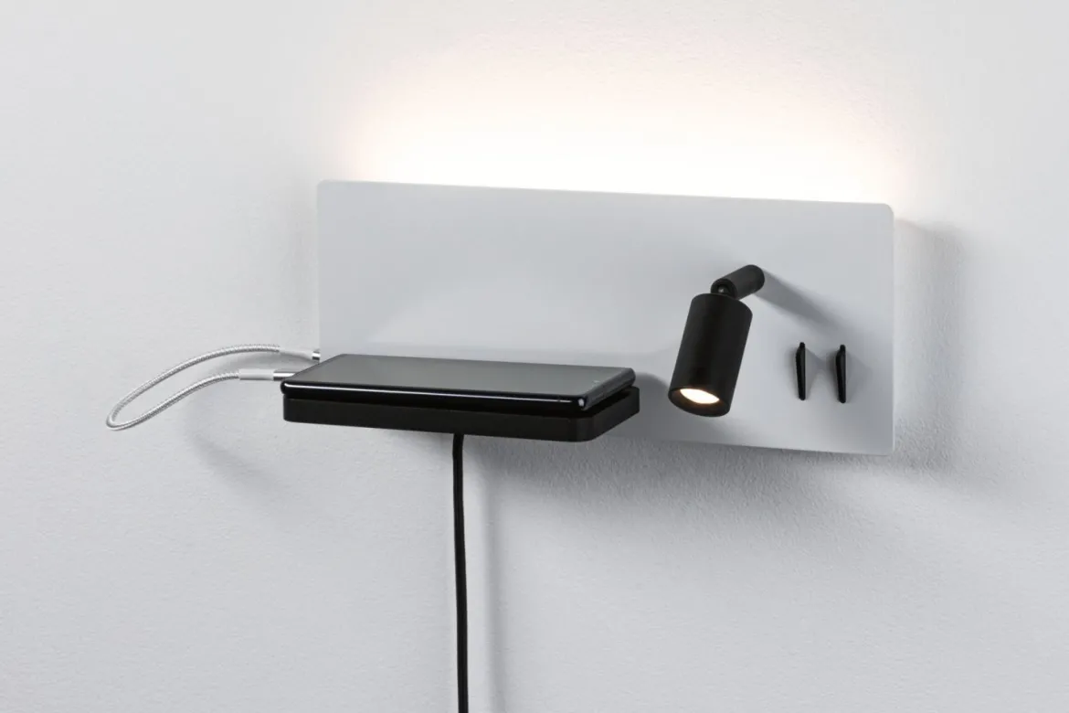 Paulmann 71103 LED Wandleuchte Serra 2-flammig links USB C 2700K Backlight