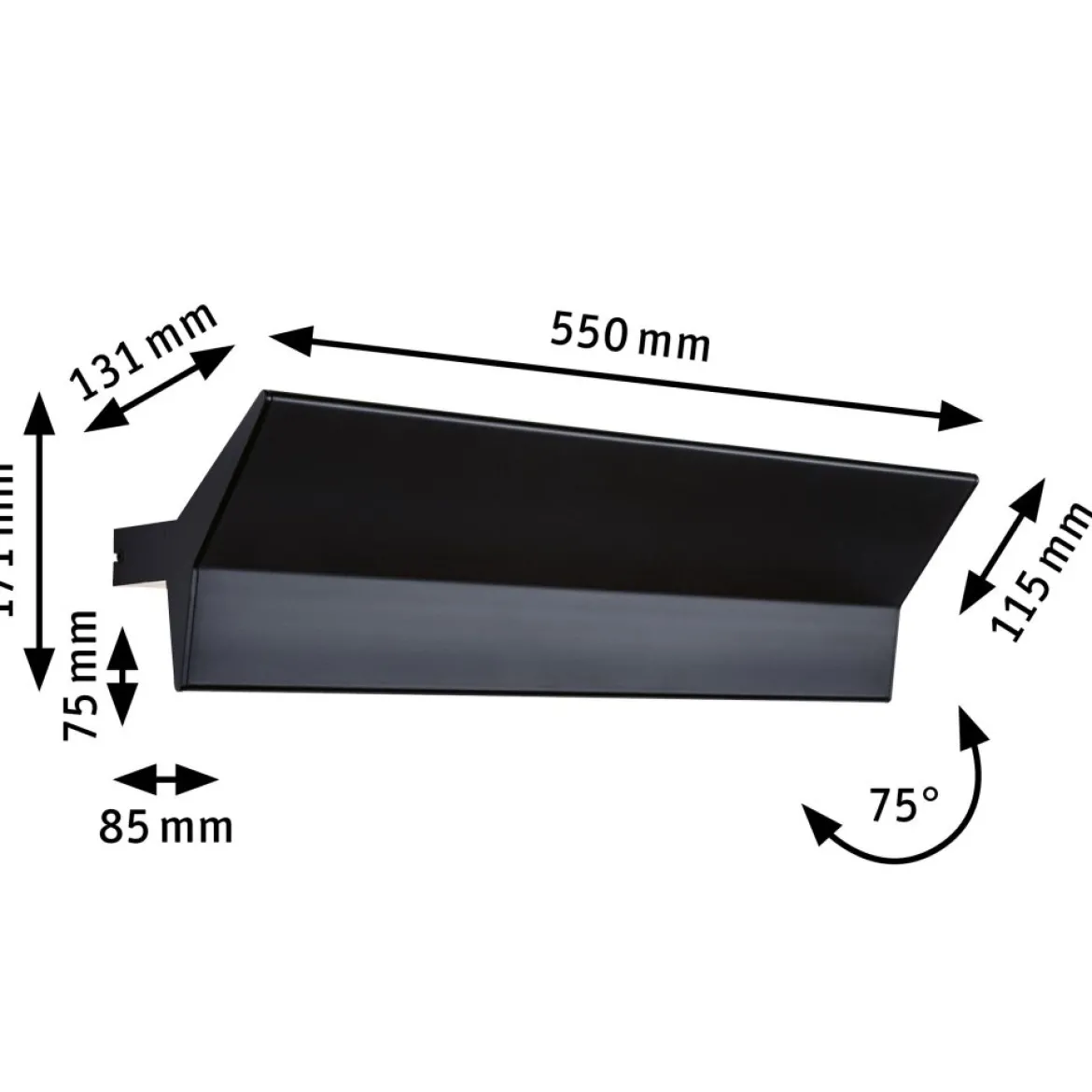 Paulmann 79509 LED Wandleuchte Stine schwarz 55cm dimmbar 27000K