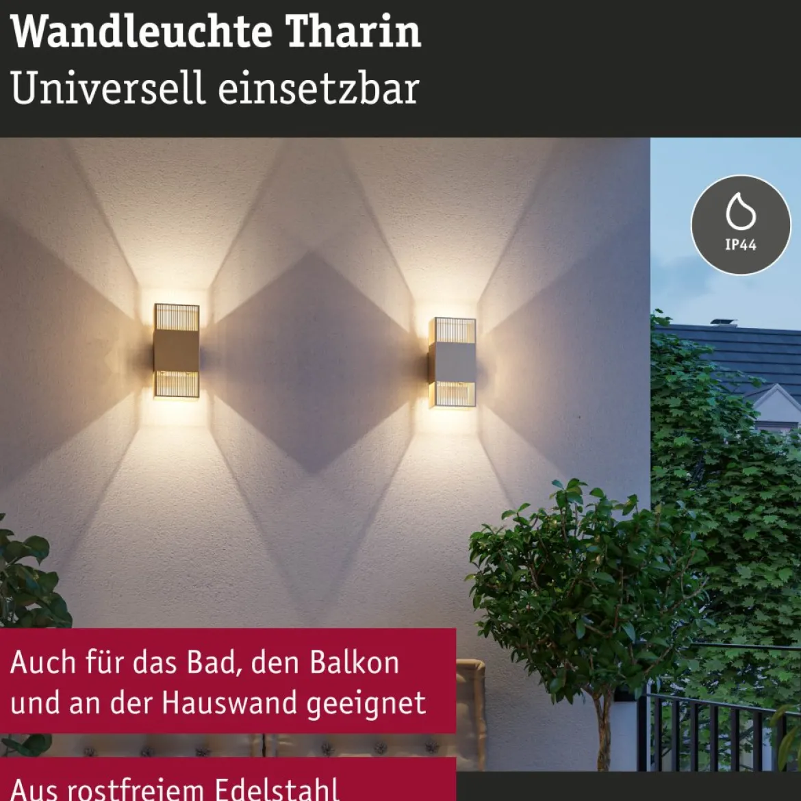 Paulmann 71254 LED Wandleuchte Tharin Gold 3000K IP44