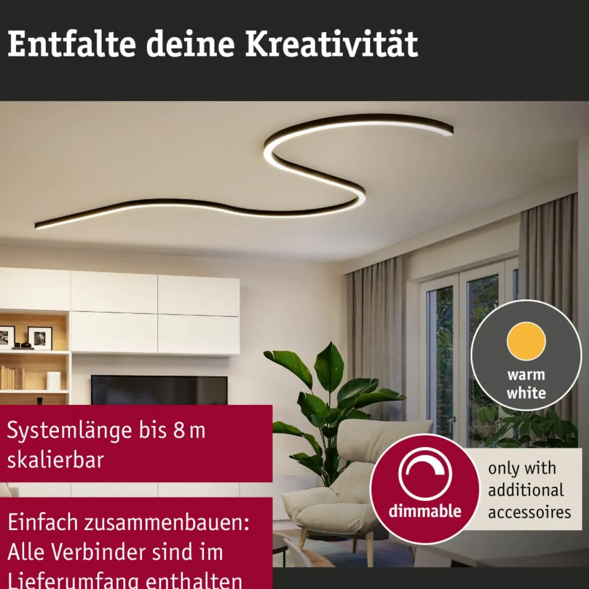 Paulmann 98171 Linion Lichtkanal 90° Ecke 24V 3000K schwarz