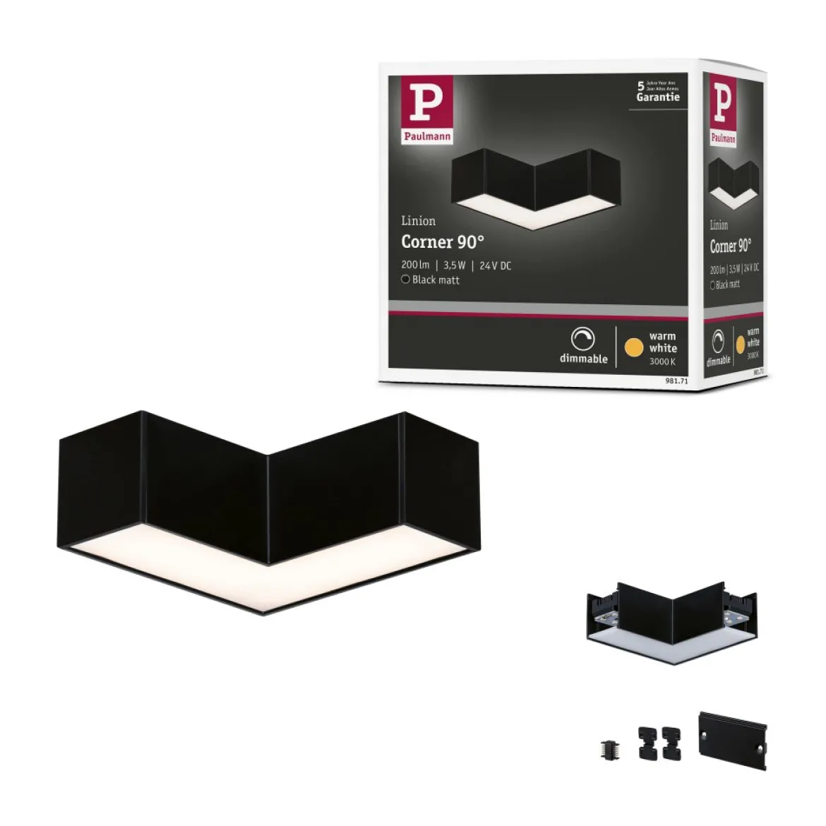 Paulmann 98171 Linion Lichtkanal 90° Ecke 24V 3000K schwarz