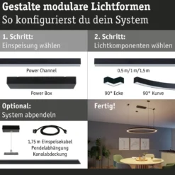 Paulmann 98171 Linion Lichtkanal 90° Ecke 24V 3000K schwarz