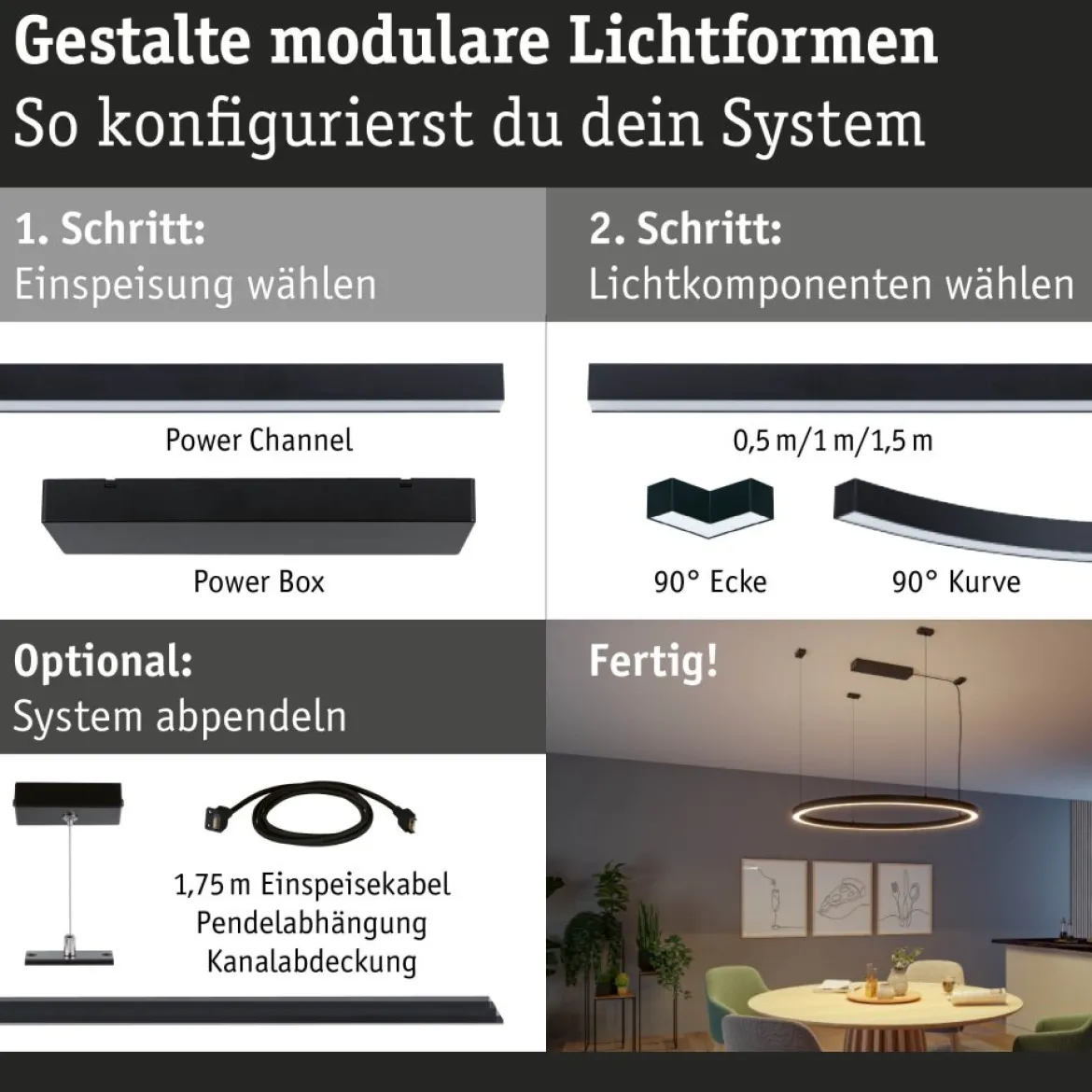 Paulmann 98208 Linion Zubehör Abdeckung Gerade schwarz