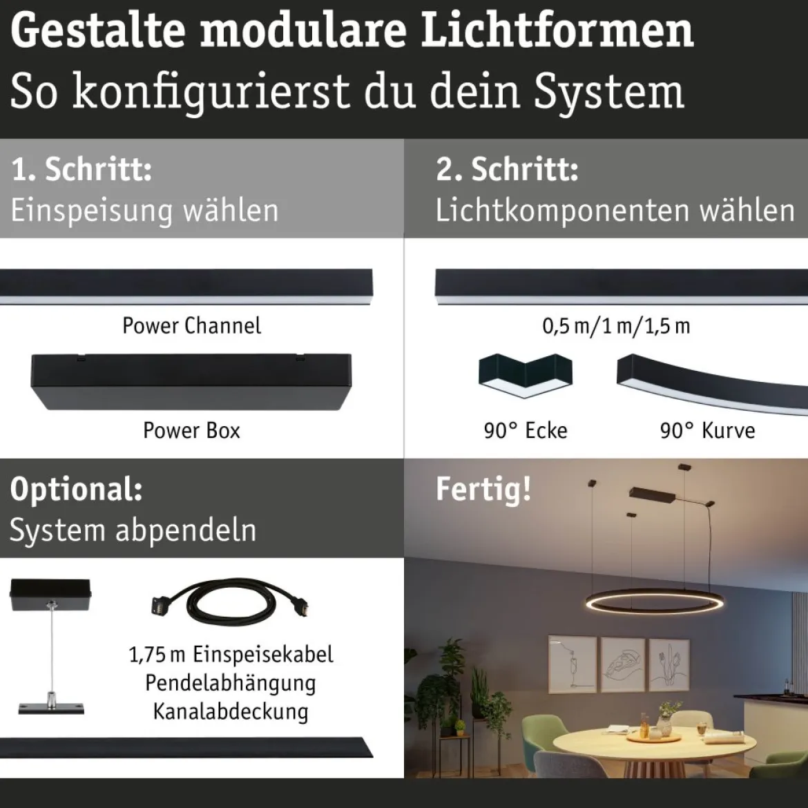 Paulmann 98227 Linion Zubehör Abdeckung Kurve schwarz