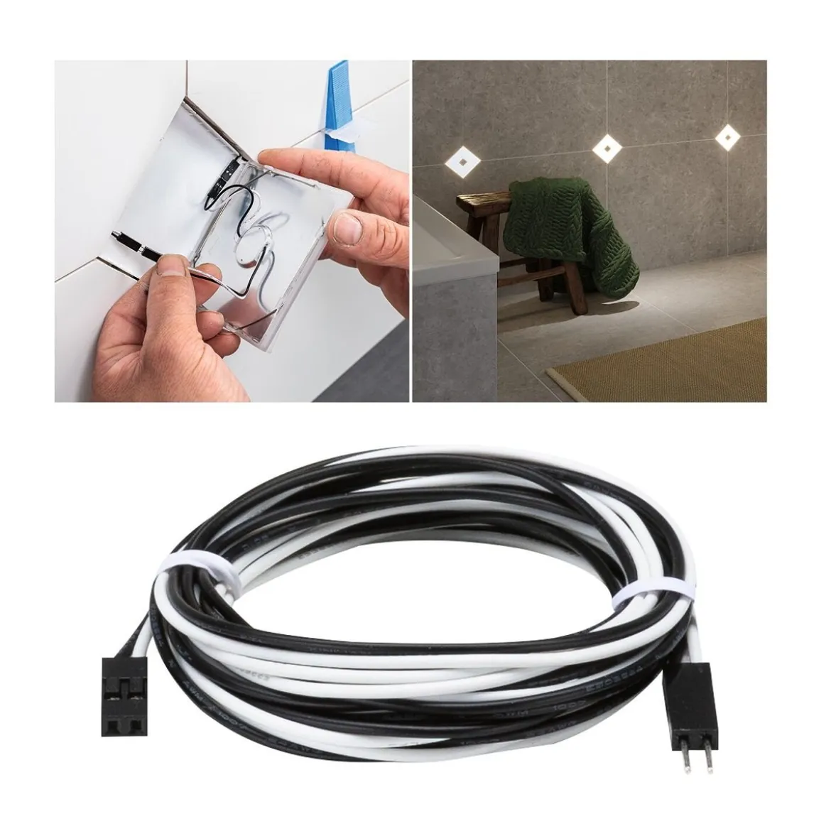 Paulmann 78418 LumiTiles Kabel Square 195cm 12V Schwarz