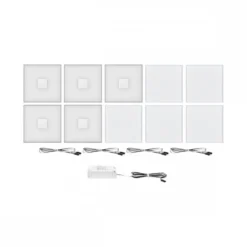 Paulmann 78402 LumiTiles LED Fliesen Square 5er-Basisset 100x10mm IP44 2700K Weiß