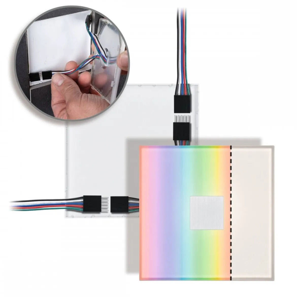 Paulmann 78413 LumiTiles LED Fliesen Square 5er-Basisset 100x10mm Zigbee RGBW IP44 Weiß