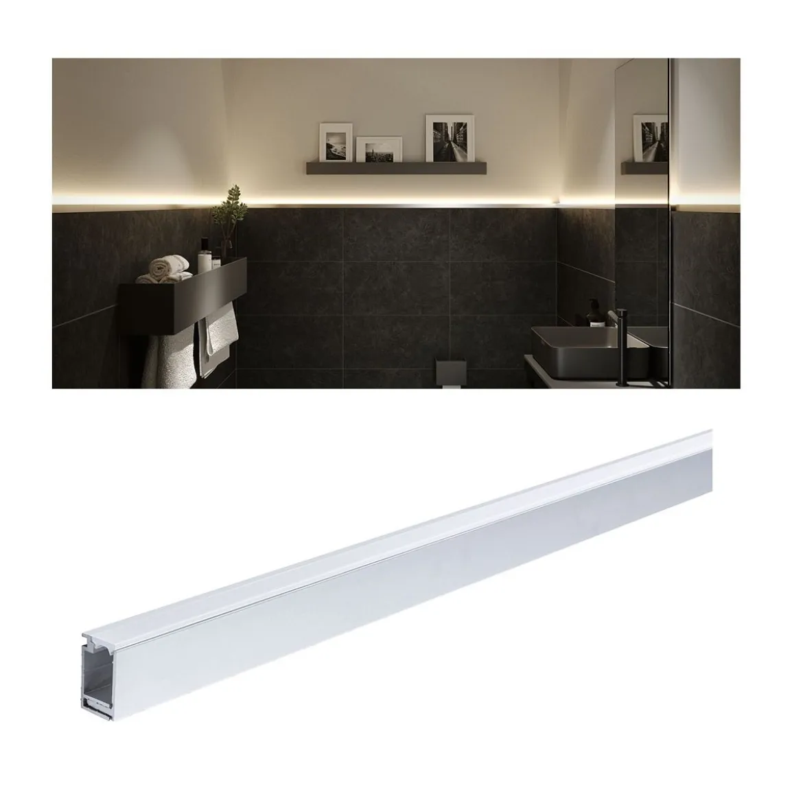 Paulmann 78406 LumiTiles LED Strip Aufbauprofil Top 1m Alu eloxiert Satin