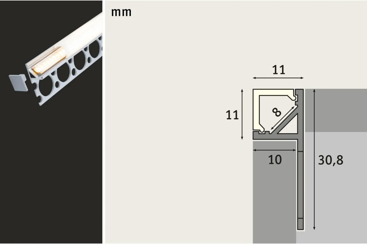 Paulmann 78411 LumiTiles LED Strip Profil Frame 1m Alu eloxiert Satin