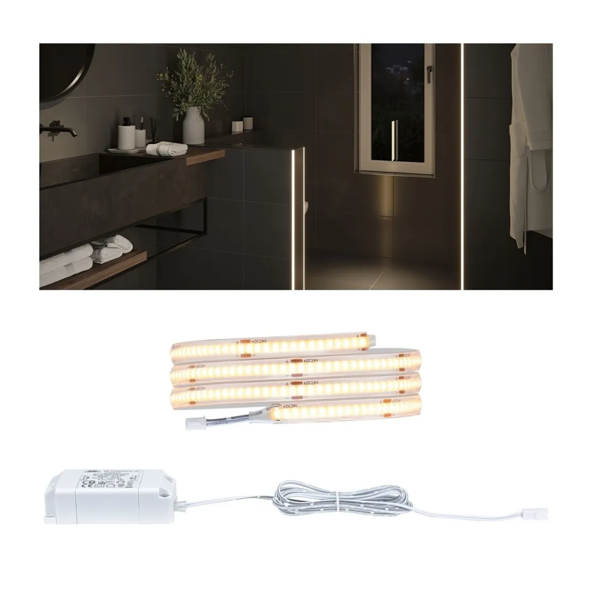 Paulmann 78424 LumiTiles LED Stripe COB Slim 1m IP44 2700K Weiß