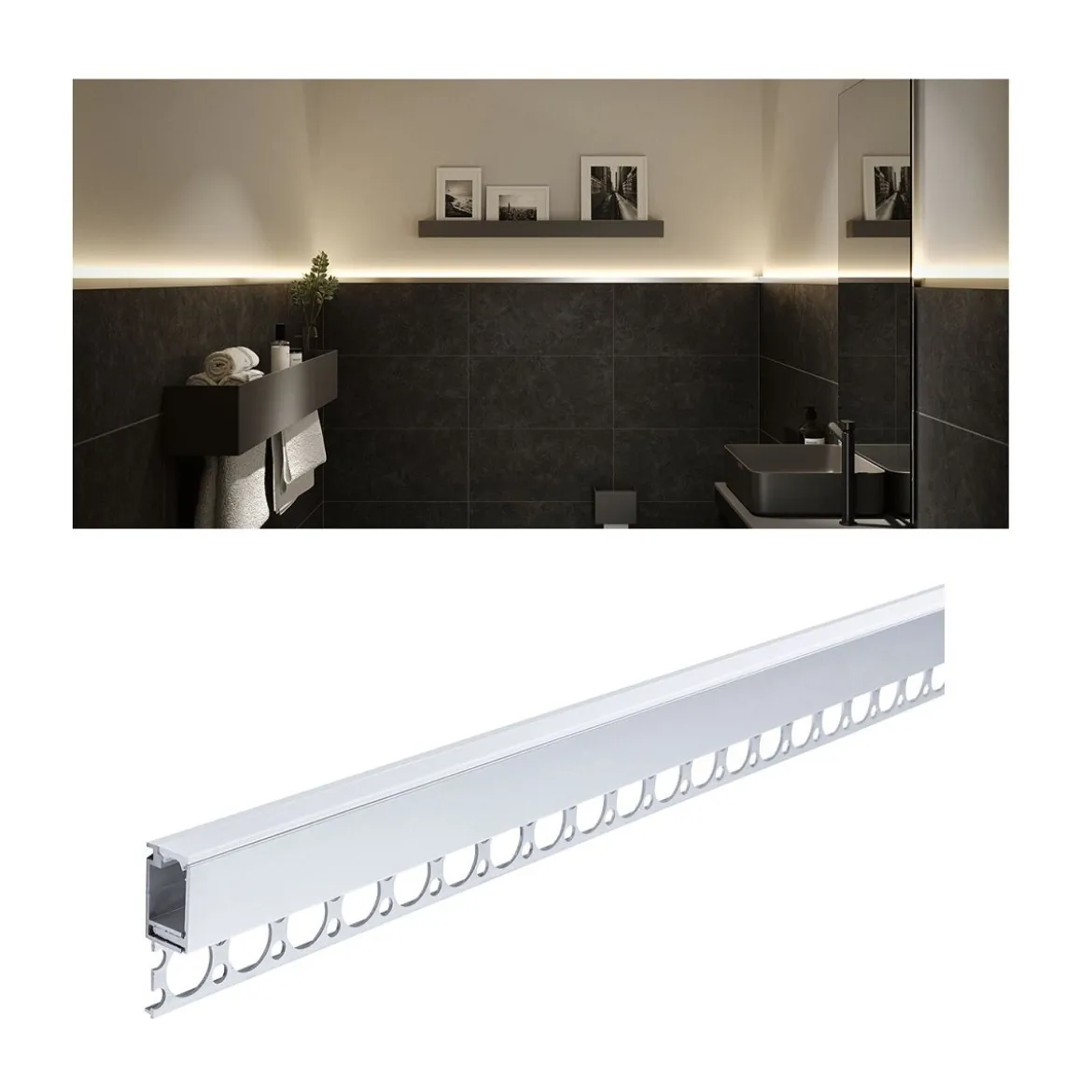 Paulmann 78403 LumiTiles LED Strip Einbauprofil Top 2m Alu eloxiert Satin