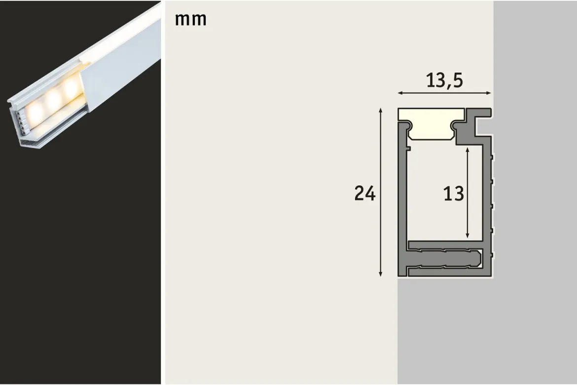 Paulmann 78405 LumiTiles LED Strip Aufbauprofil Top 2m Alu eloxiert Satin