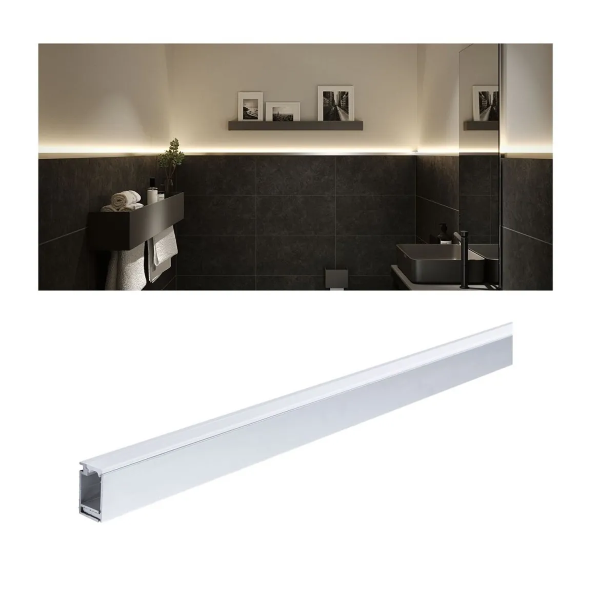 Paulmann 78405 LumiTiles LED Strip Aufbauprofil Top 2m Alu eloxiert Satin