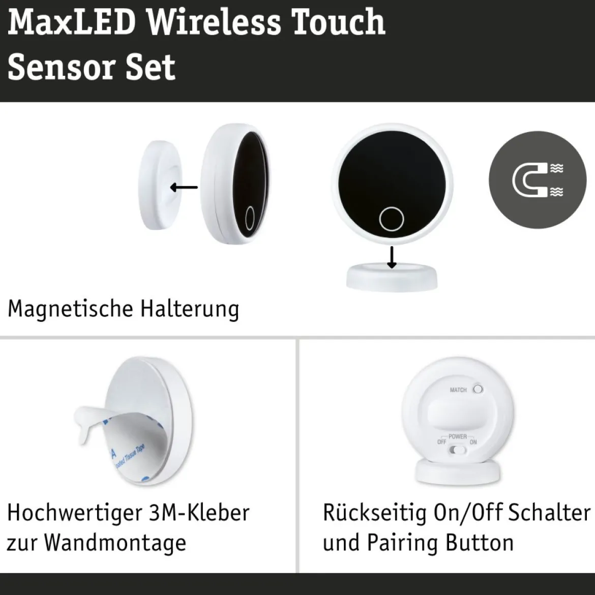 Paulmann 71225 MaxLED Basisset Sensor Wireless Touch Weiß Schwarz