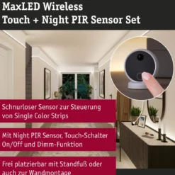 Paulmann 71226 MaxLED Basisset Sensor Wireless PIR Bewegugsmelder Touch Weiß Schwarz