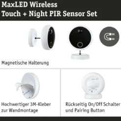 Paulmann 71226 MaxLED Basisset Sensor Wireless PIR Bewegugsmelder Touch Weiß Schwarz