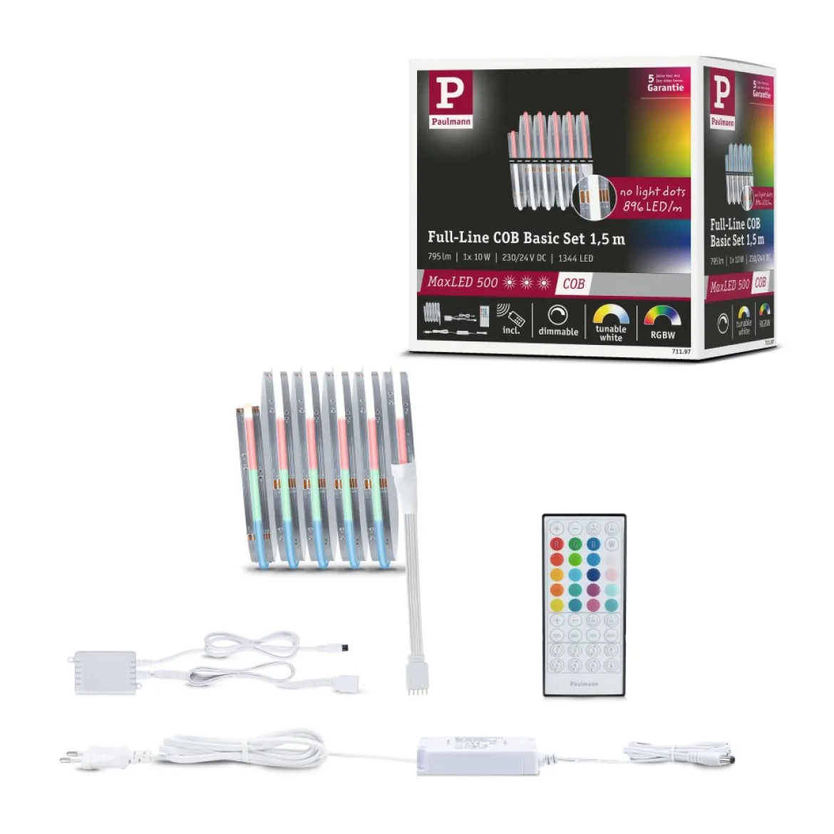 Paulmann 71197 MaxLED 500 LED Strip RGBW Full-Line COB Basisset 24VA 1,5m
