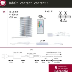 Paulmann 71198 MaxLED 500 LED Strip RGBW Full-Line COB Basisset 36VA 3m
