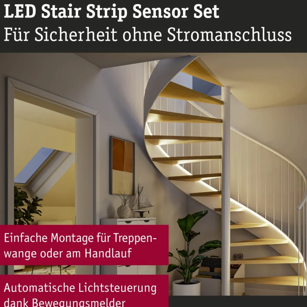 Paulmann 71120 MaxLED Stair LED Strip Sensor Akku-Set 5m Bewegungsmelder Weiß