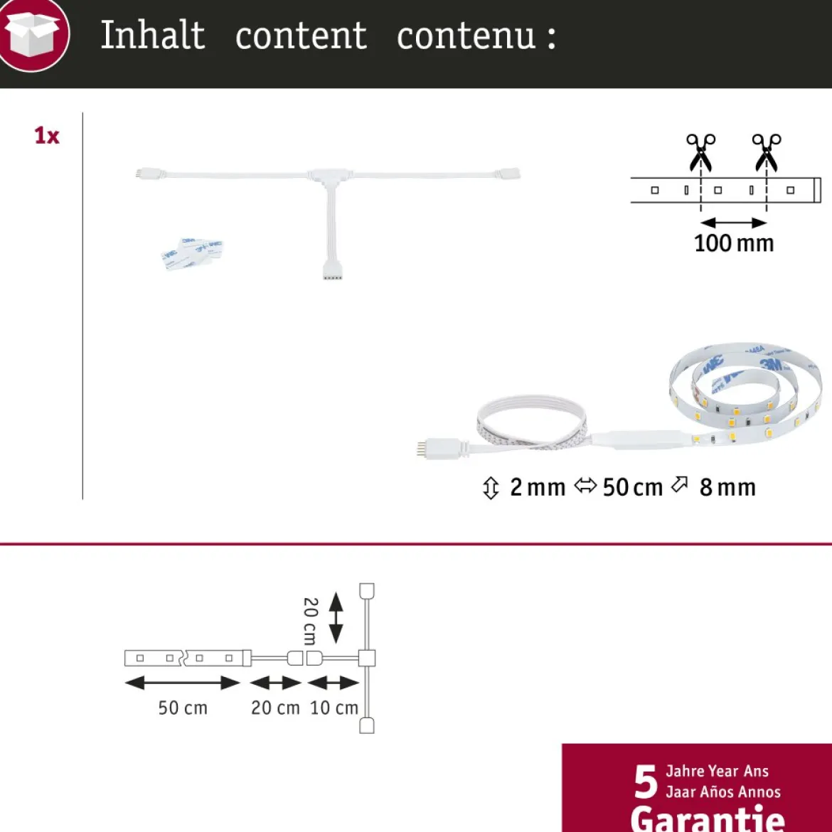 Paulmann 71218 MaxLED Stair LED Strip Erweiterung 0,5m 2700K Weiß