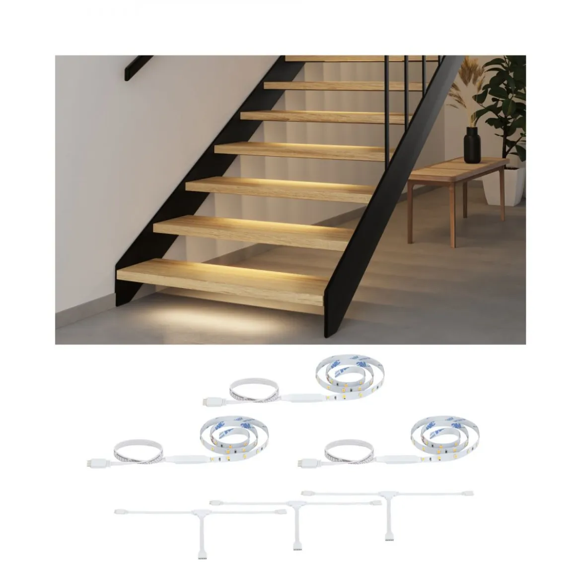 Paulmann 71219 MaxLED Stair LED Strip Erweiterung Set 3x0,5m 2700K Weiß