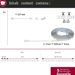 Paulmann 71222 MaxLED Stair LED Strip Erweiterung 5m 2700K Weiß