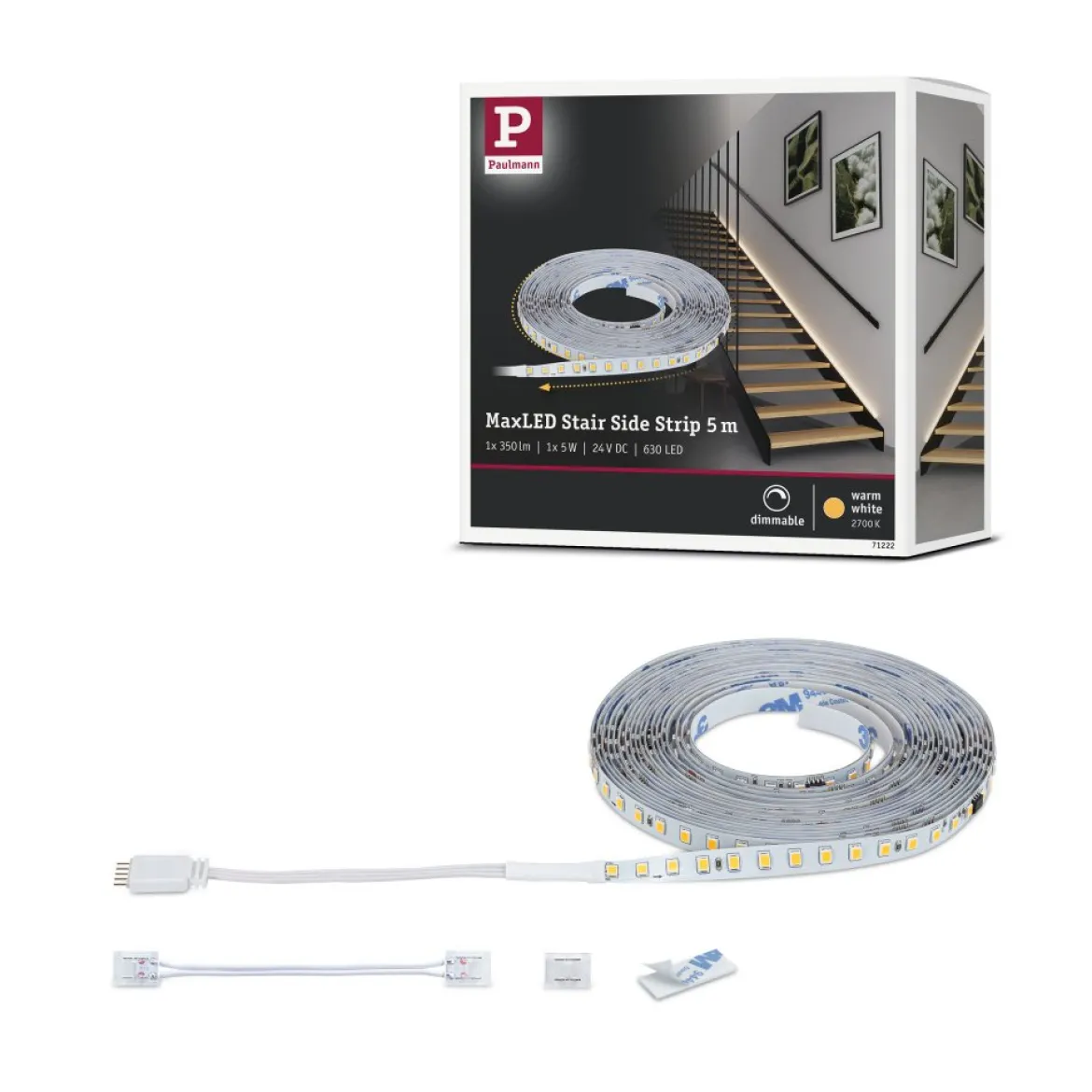 Paulmann 71222 MaxLED Stair LED Strip Erweiterung 5m 2700K Weiß